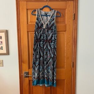 Lucky Brand Blue and Black Patterned Maxi Dress